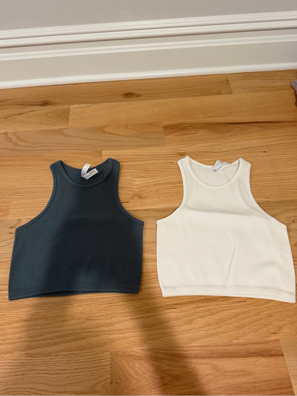 Love Tree Kids Ribbed Tank Tops — White and Charcoal